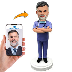Professional Male Nurse with Stethoscope Custom Bobbleheads