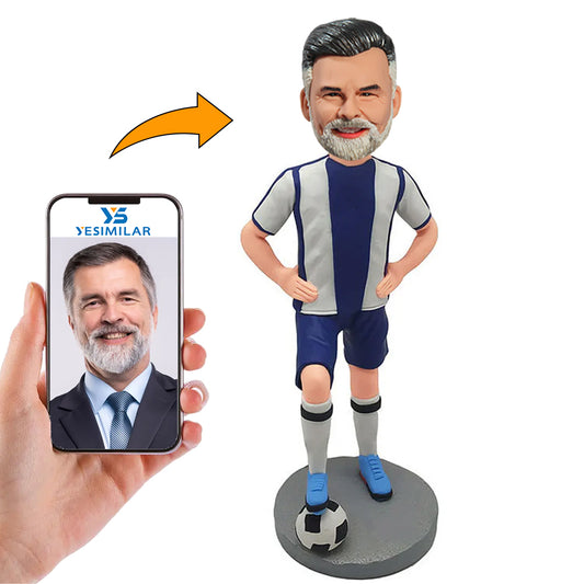 Happy Soccer Player Custom Bobbleheads Personalized Figure
