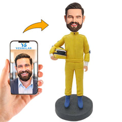 Yellow Suit Male Driver Custom Bobbleheads