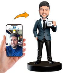 Businessman Holding Retired 2025 Cup Custom Bobbleheads