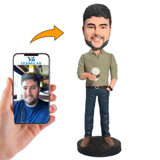 Business Man Holding Coffee Cup Custom Bobbleheads