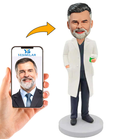 Male Doctor with Medicine Bottle Custom Bobbleheads