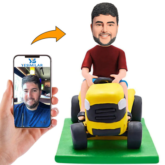 Man Driving Gray Car Custom Bobbleheads Personalized Gifts