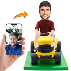 Man Driving Gray Car Custom Bobbleheads Personalized Gifts