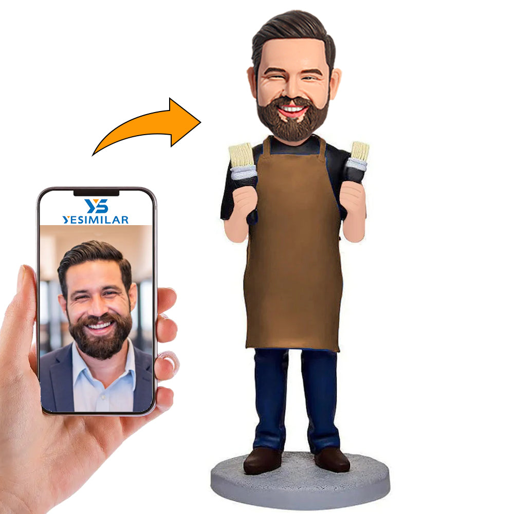 Man Holding Brush Custom Bobbleheads