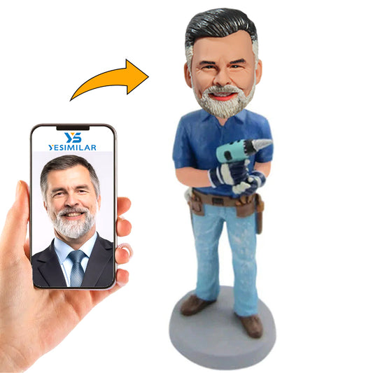 Engineer Holding Electric Drill Custom Bobbleheads