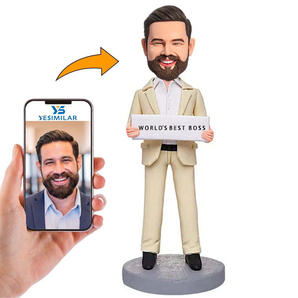 Beige Suit World's  Boss Custom Bobbleheads