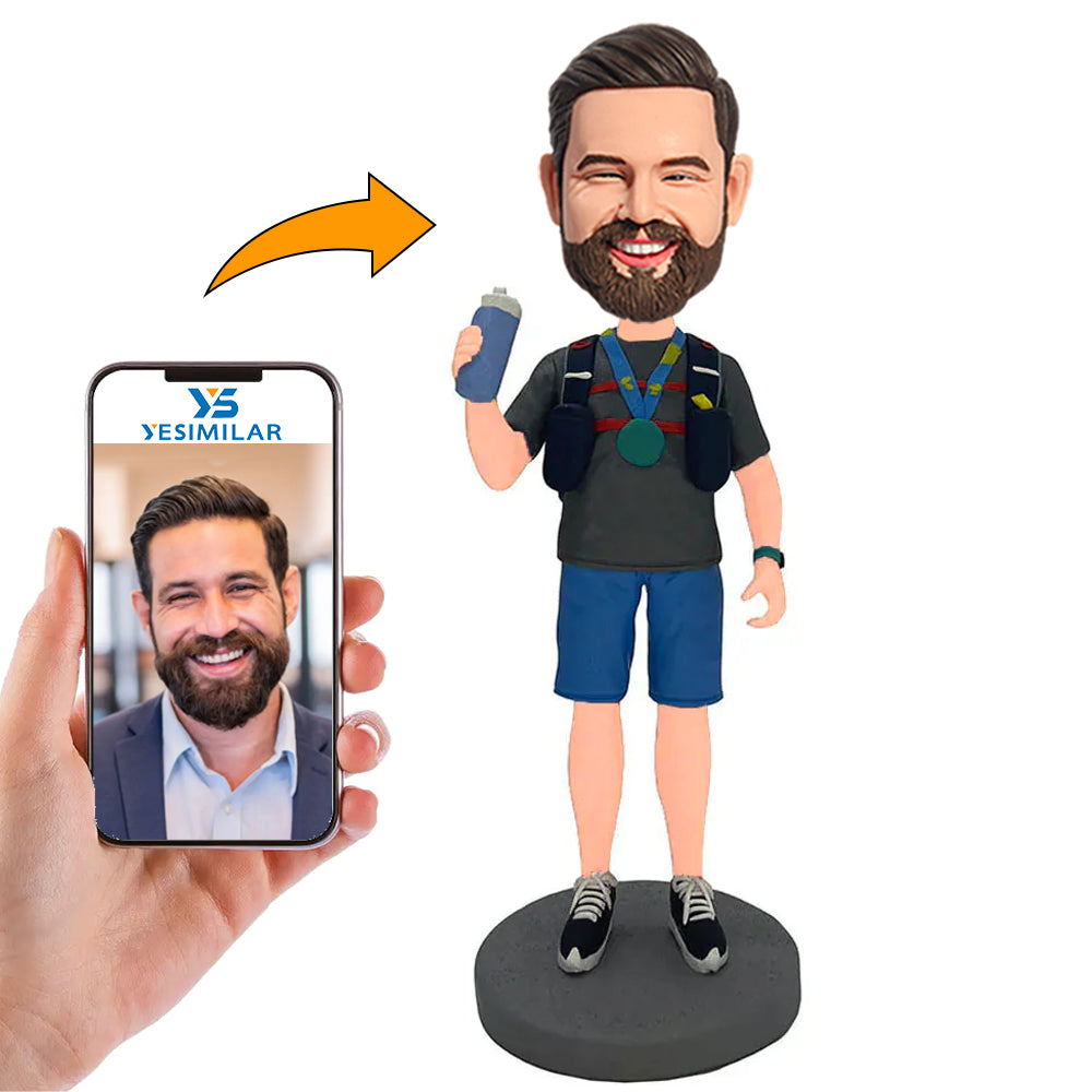 Man with Backpack Climbing Custom Bobbleheads