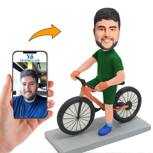 Strong Man Riding Bicycle Custom Bobbleheads