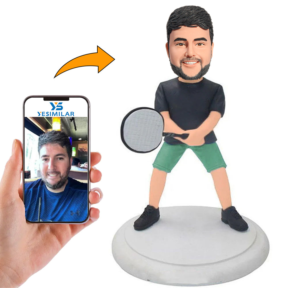 Happy Male Tennis Player Custom Bobbleheads