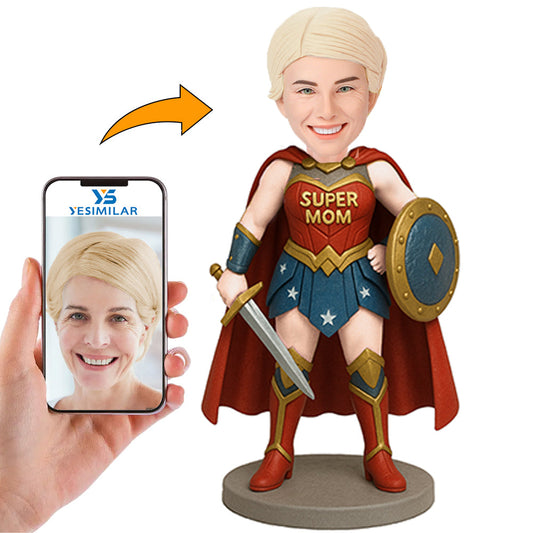 Handcraft Wonder Woman With Sword And Shield Super Mom Custom Bobblehead