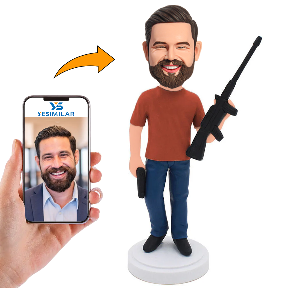 Man Holding a Gun Custom Bobbleheads