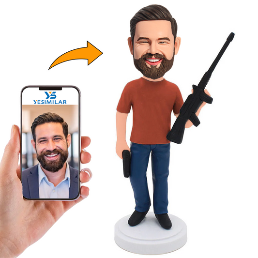 Man Holding a Gun Custom Bobbleheads