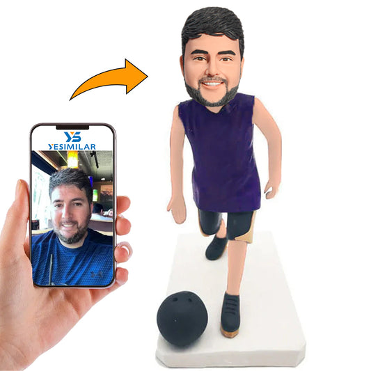 Man Holding a Bowling Ball Custom Bobbleheads