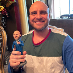 Handcraft Man Playing Basketball in Blue Basketball Uniform Custom Bobbleheads