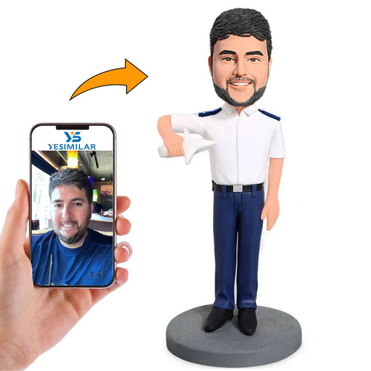 Air Force Pilot Holding Plane Custom Bobbleheads