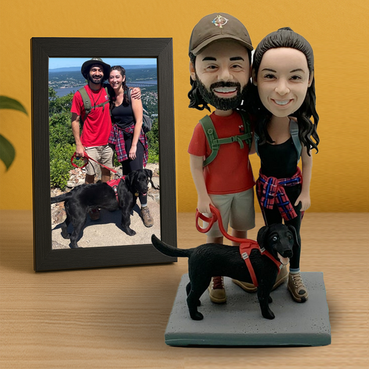 Handmade 2 Person and 1 Pet Fully Body Custom Bobbleheads