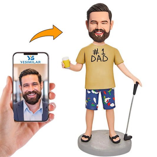 #1 Dad Golfer Custom Bobbleheads Gifts for Dad