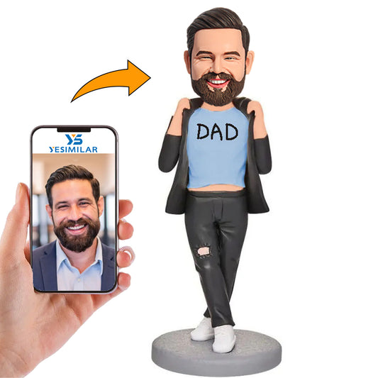 Casual Man Holding Clothes Custom Bobbleheads