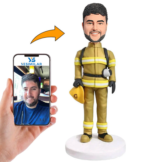 Fireman Firefighter with Hat Custom Bobbleheads