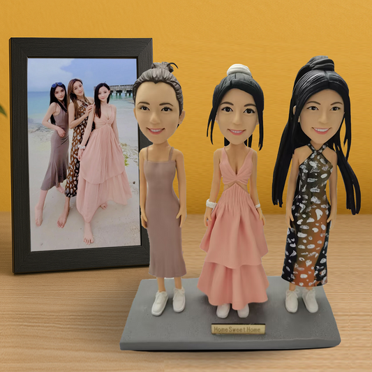 Handmade 3 Person Head-to-Toe Custom Bobbleheads