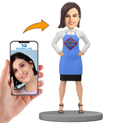 Handcraft Mom In Super Mom Apron Custom Bobbleheadss