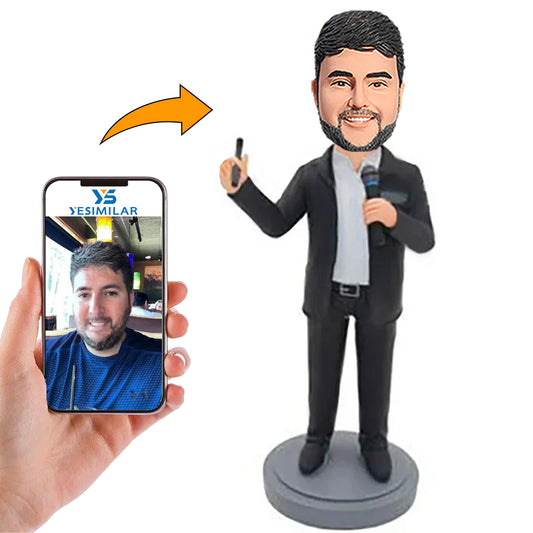 Male Singer in Black Suit Custom Bobbleheads