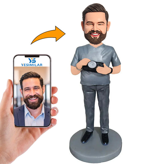 Photographer Holding Camera Custom Bobbleheads