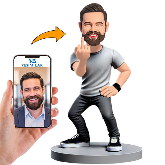 Custom Bobbleheads Man with Middle Finger Custom Doll