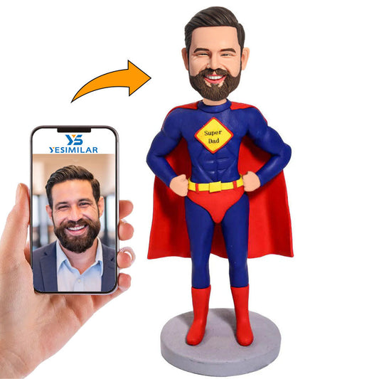 Super Dad Superhero with Cape Custom Bobbleheads