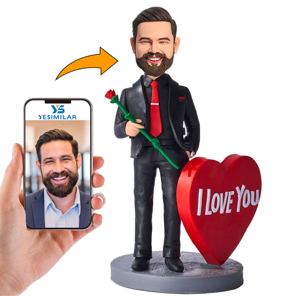 I Love You Heart Cool Man Custom Bobbleheads