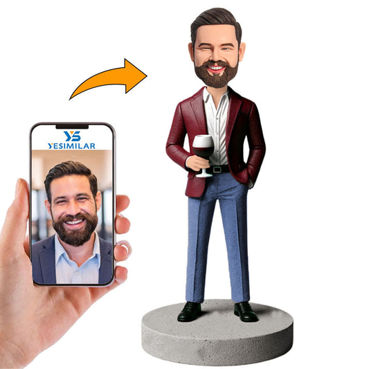 Business Man Drinking Red Wine Custom Bobbleheads