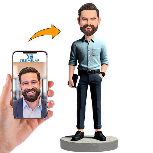 Male Teacher Holding a Book Custom Bobbleheads