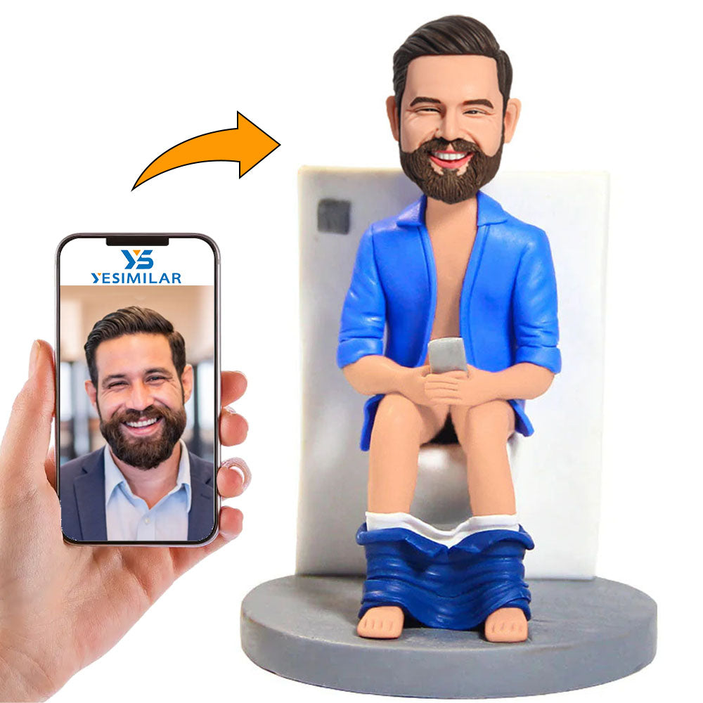 Man on The Toilet Playing Phone Custom Bobbleheads