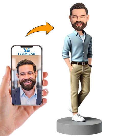 Modern Man with Hands in Pockets Custom Bobbleheads