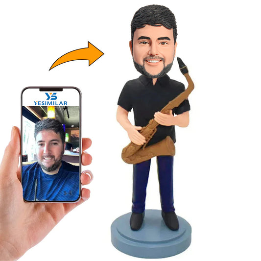 Man Playing Saxophone Musicians Custom Bobbleheads