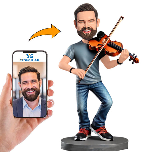 Man Playing Violin Musicians Custom Bobbleheads