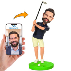 Golf Player with Golf Hole Base Custom Bobbleheads