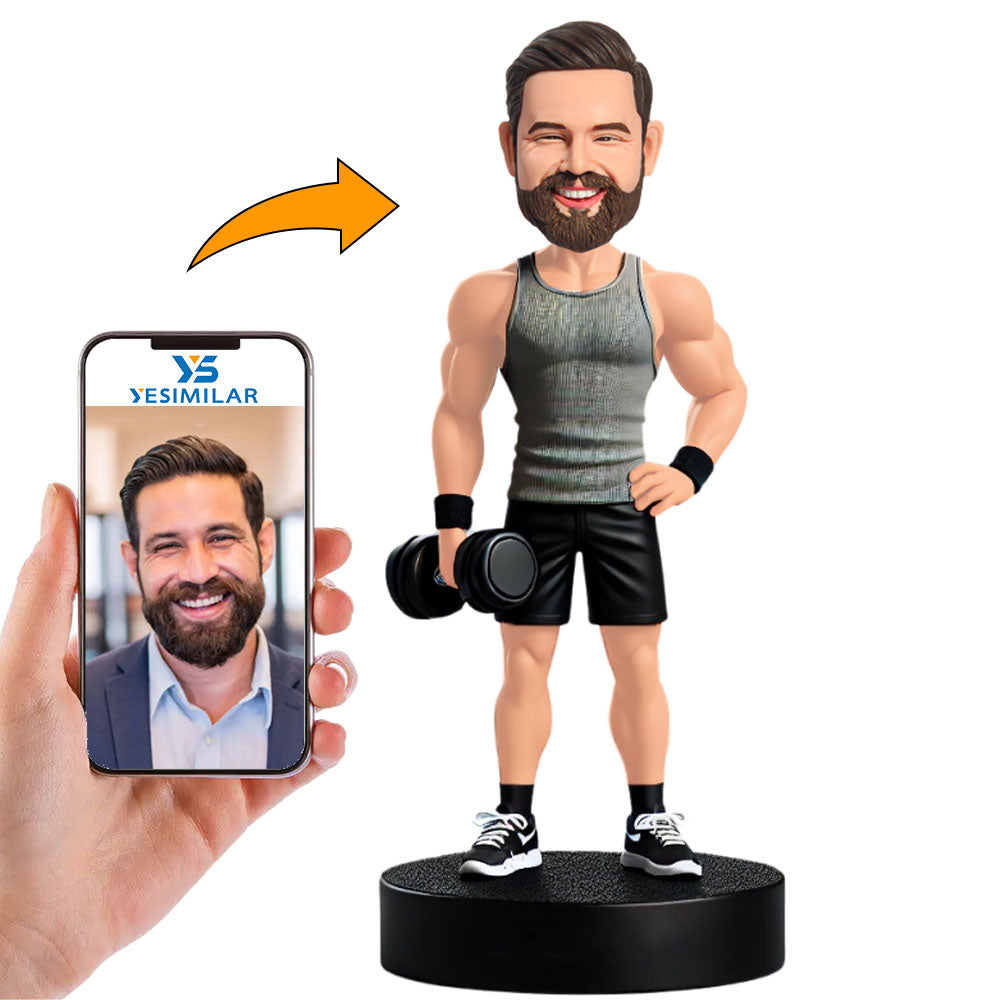 Man Holding Dumbbells Custom Bobbleheads