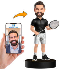 Man Playing Badminton Custom Bobbleheads Doll