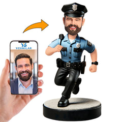 Running Policeman Wearing Police Hat Custom Bobbleheads