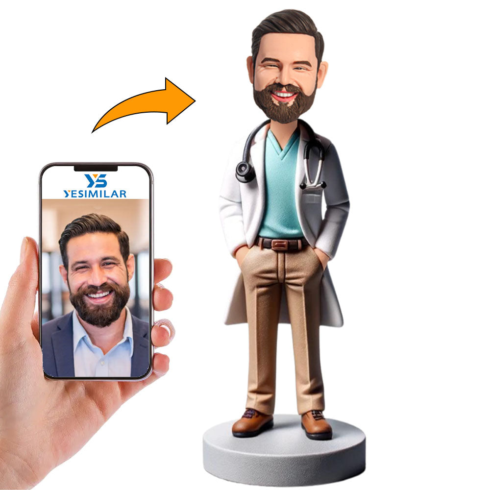 Male Doctor with Stethoscope Custom Bobbleheads