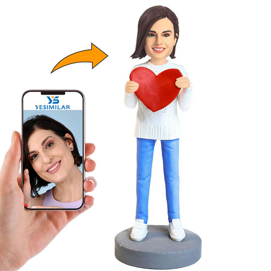 Happy Heart Woman Custom Bobbleheads