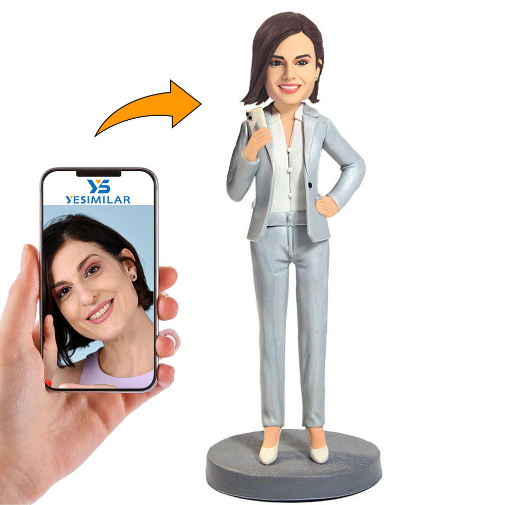 Business Woman on the iPhone Custom Bobbleheads