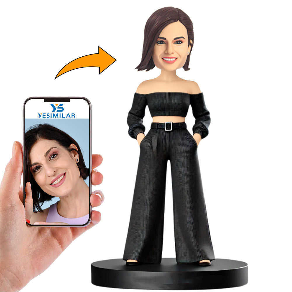 Beautiful Girl with Bare Shoulders Custom Bobbleheads