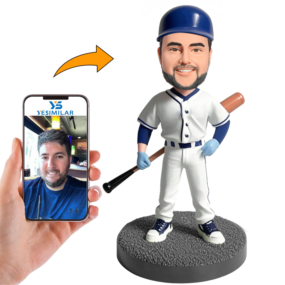 Handmade Man with Baseball Bat Behind His Back Custom Bobbleheads