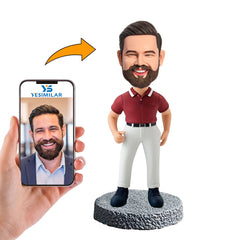 Handmade Red Shirt Casual Man Custom Bobbleheads