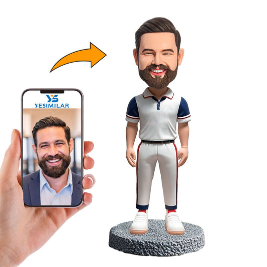 Handmade Casual Man in White Suit Custom Bobbleheads