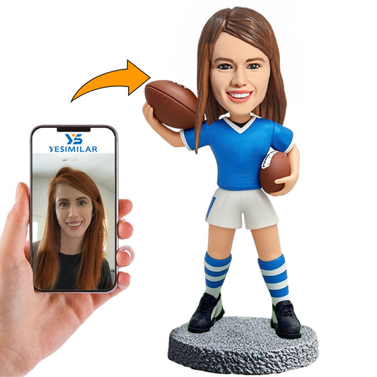 Handmade Female Football Player Custom Bobbleheads