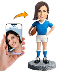 Handmade Beautiful Woman Football Player Custom Bobbleheads